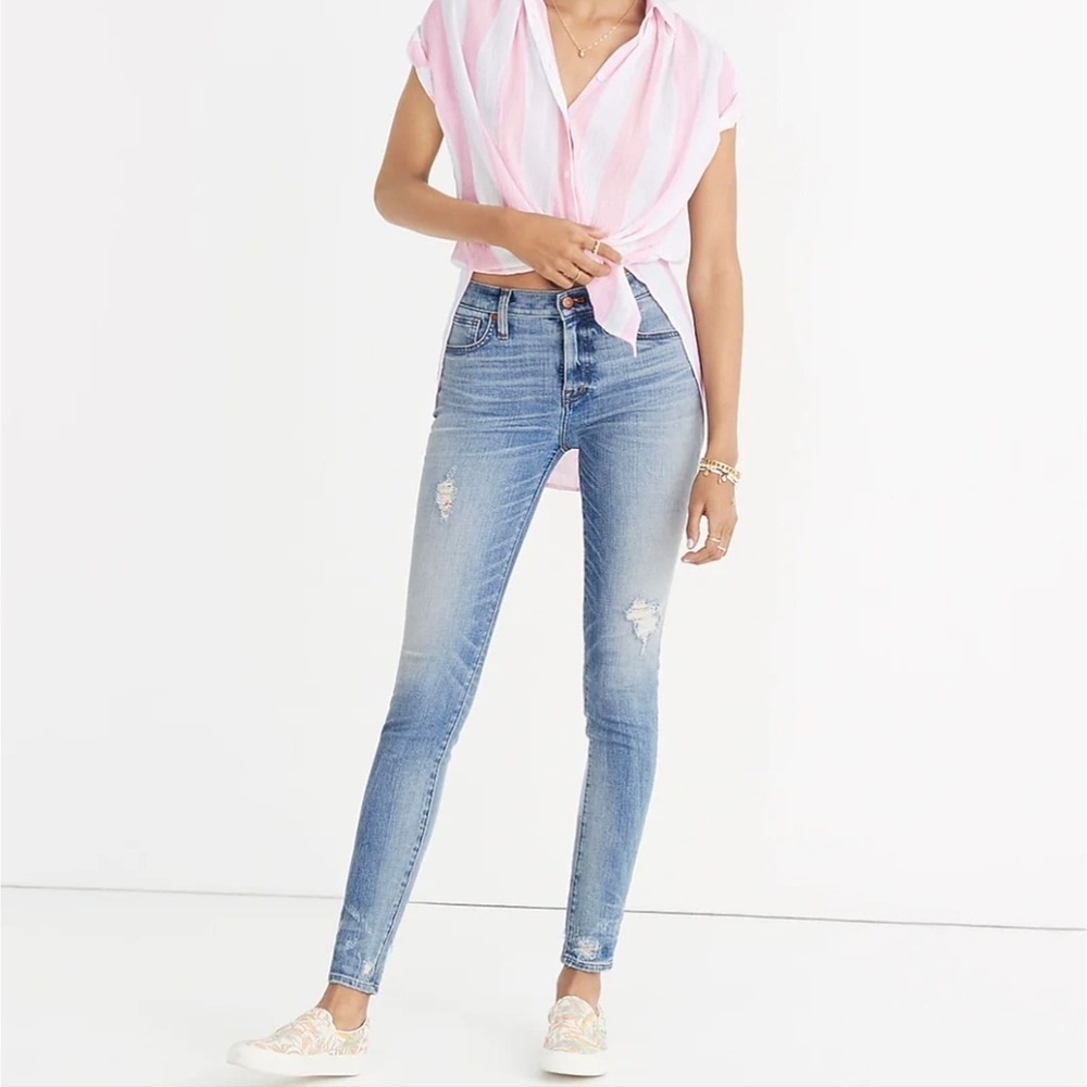 Madewell 9" High-Rise Skinny Jeans: Destructed-Hem Edition Size 26